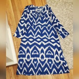 H&M Blue and White Dress with Lacing